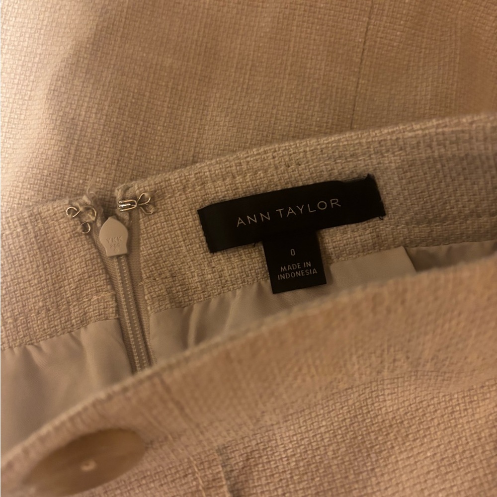 Ann Taylor Cream A-Line Skirt with Button Detail - Picture 6 of 7